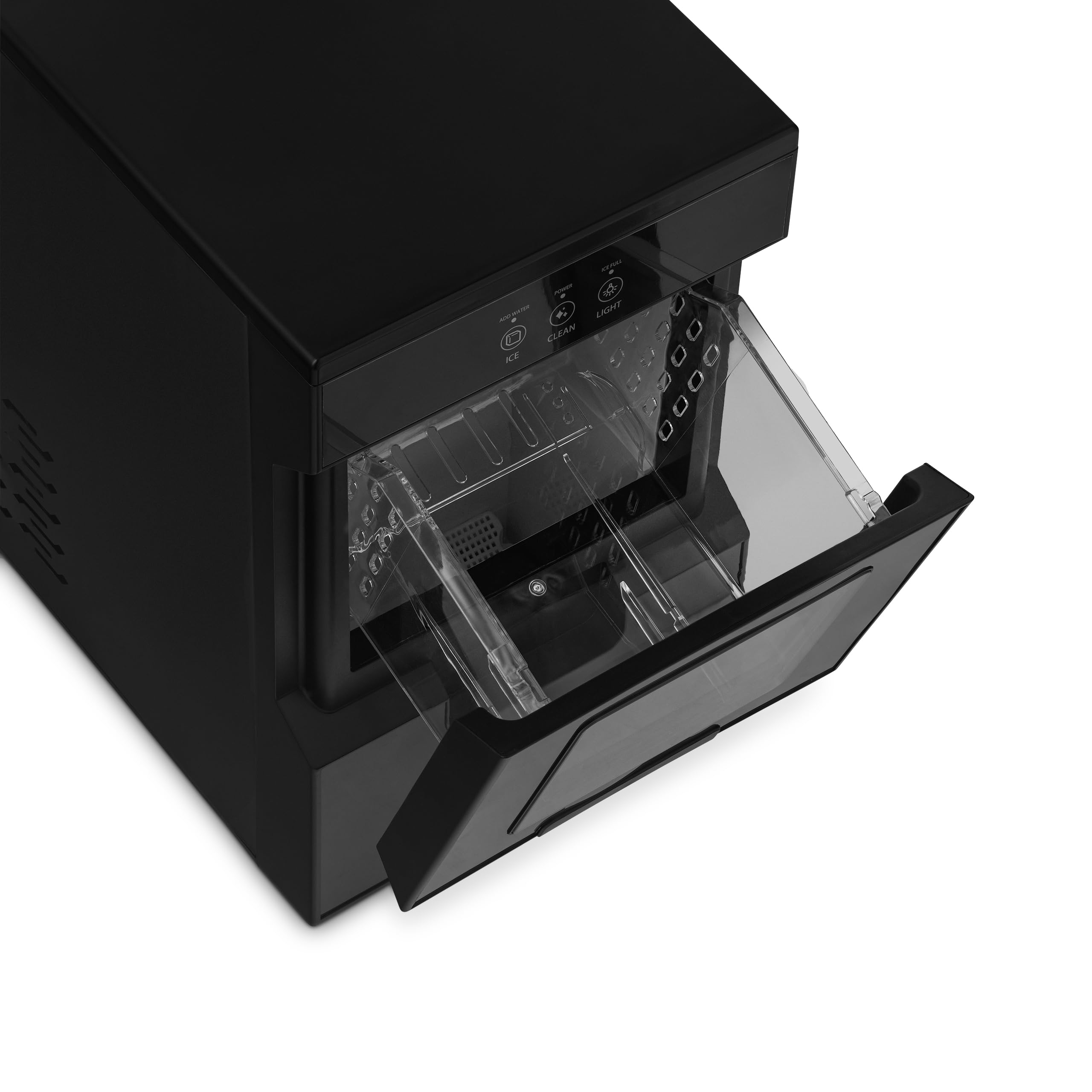Newair Nugget Ice Maker Countertop - 44lbs/Day, Countertop Sonic Ice Machine, Self-Cleaning & Refillable Water Tank, Pebble Ice Maker, Ideal for Home Office, Kitchen or Bar | Black Stainless Steel