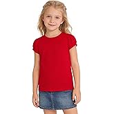 LYSMuch 1-14Y Girls Short Sleeve Shirt Toddler Round Neck T-Shirt Baby Puff Tops Casual Loose Blouse