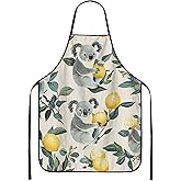 Koala Aprons for Cooking, Lemon Floral Kitchen Apron, Fanciful Nature Design for BBQ, Spring and Summer, Adults Baking Gear