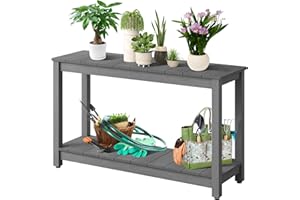 Garvee 48-Inch Outdoor Console Table with 2 Shelves, Weather-Resistant Patio Buffet Table, Entryway & Bar Table for Porch, Ba