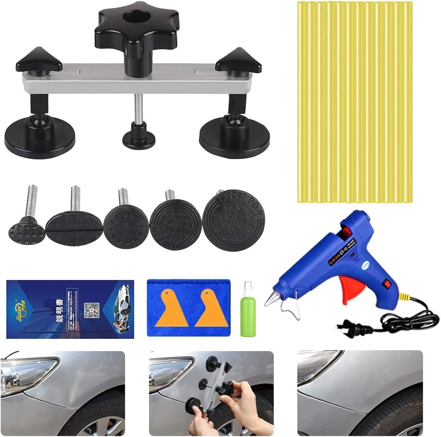 デントリペアツール Superpdr 車の凹み直し 修復工具 車修復工具 引っ張り工具 車へこみ修理 無塗装カー凹み補修