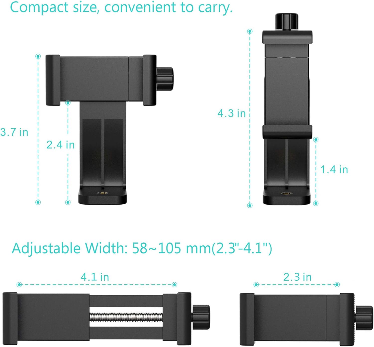 Puroma Universal Cell Phone Tripod Mount Adapter Smartphone Holder Mount Clip for iPhone 8 8plus X, 7 7plus 6 6s 6plus 5 5s, Samsung, Huawei P9 honor 8 and more Phones, Selfie Monopod Adjustable Clamp: Electronics