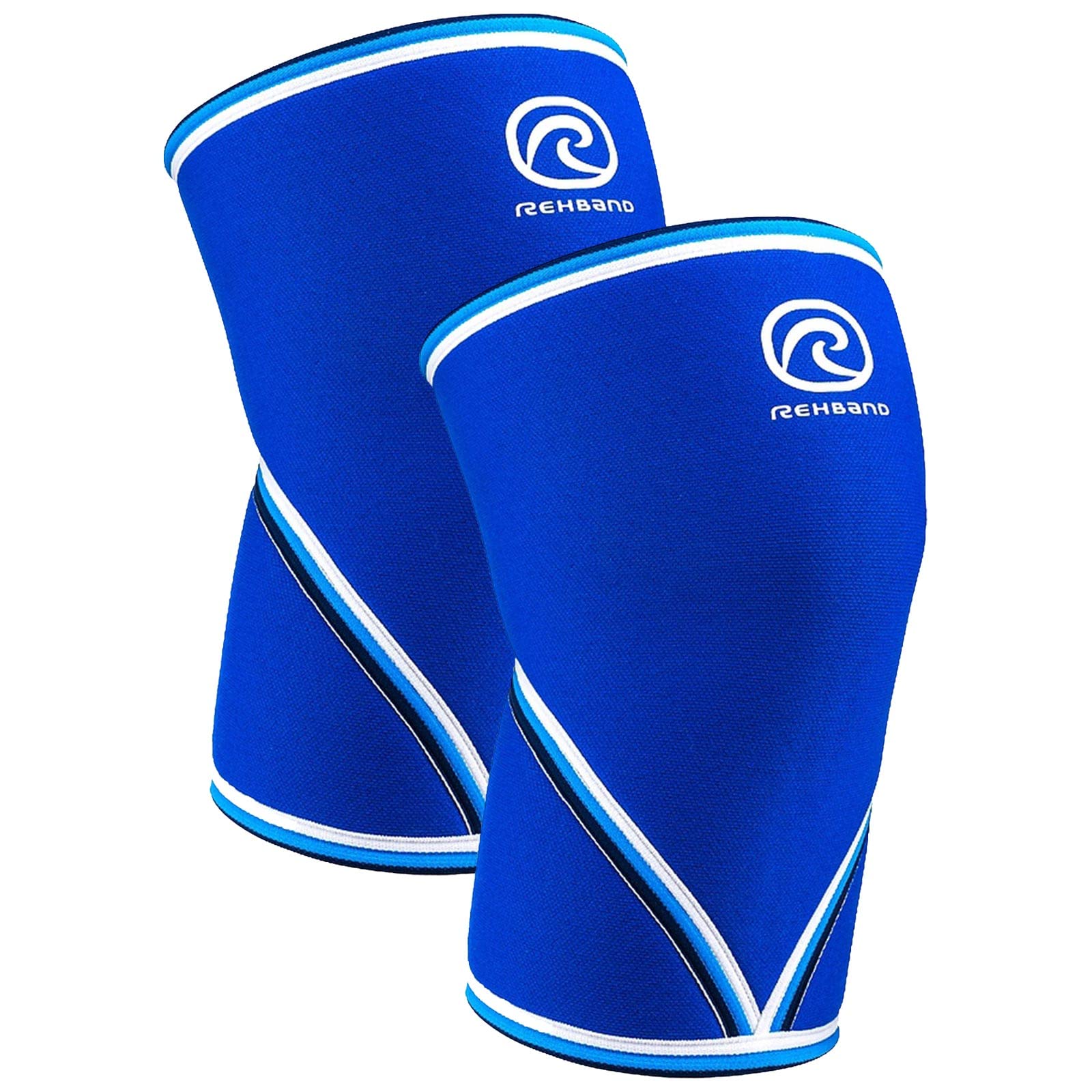 Rehband 7051 Classic 7mm V-Knee-Sleeve for Weightlifting, Competition Grade Powerlifting Knee Sleeve, Compression Sleeve for Crossfit, Squats, Gym, Colour:Blue - 1 Pair, Size:Large