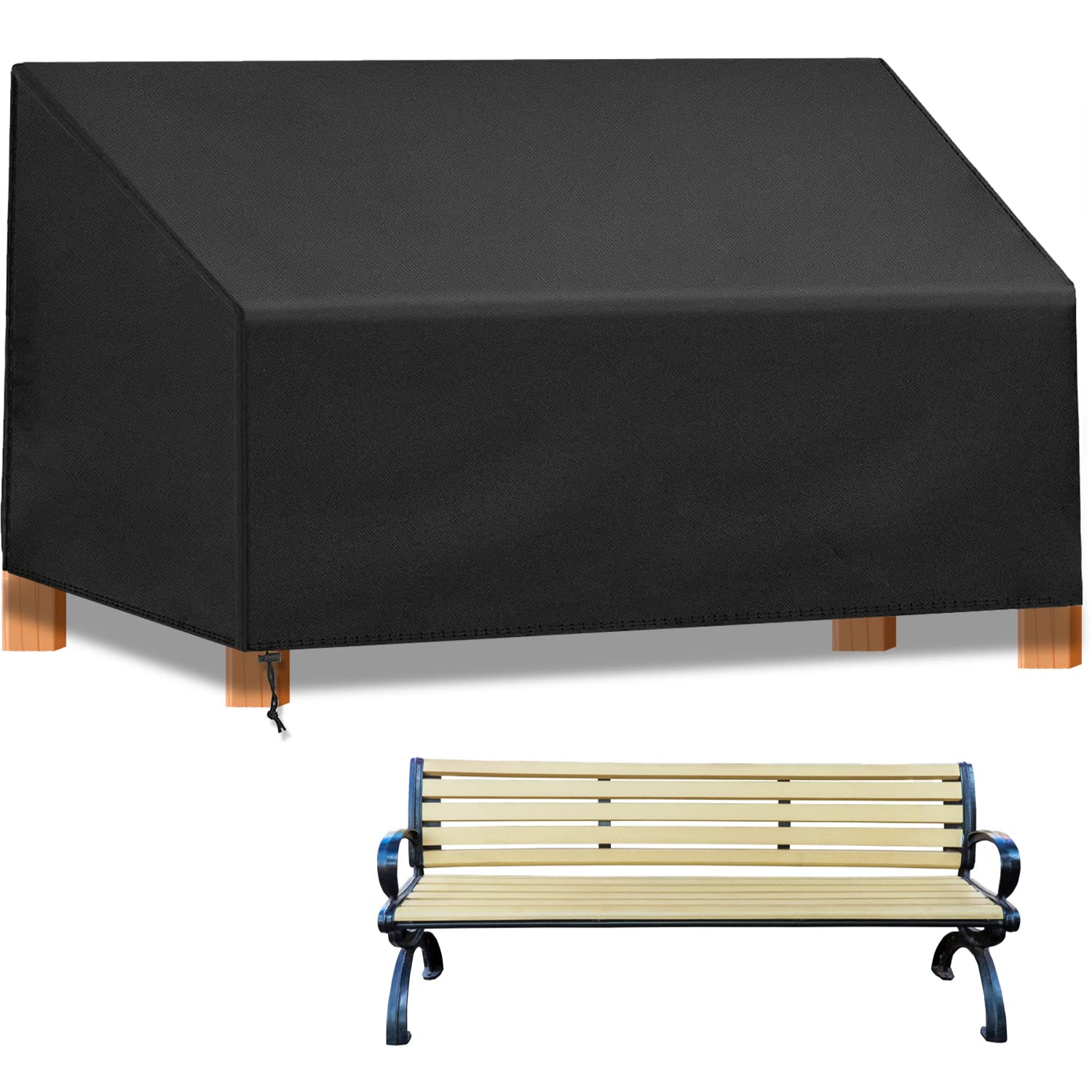 Aohcae 3 Seater Garden Bench Covers, Oxford Fabric Garden Chair Covers Waterproof Outdoor Furniture Covers Windproof Anti-UV Tear Proof Outside Furniture Covers for Bench Chair Sofa (134x66x89cm)