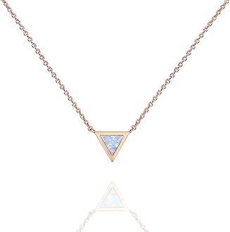 PAVOI14K Gold Plated Triangle Bezel Set Pink/White/Green/Blue Created Opal Necklace 16-18