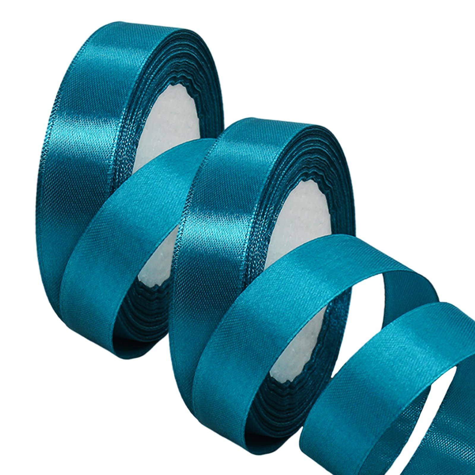 2 x 20mm Wide Teal Blue Ribbon Thick Satin Ribbon 22m, 4/5 inch Thick Peacock Blue Ribbon for Gift Wrapping Wedding Christmas Birthday Cake Hair Bow Florist Bouquet Crafts Decorations