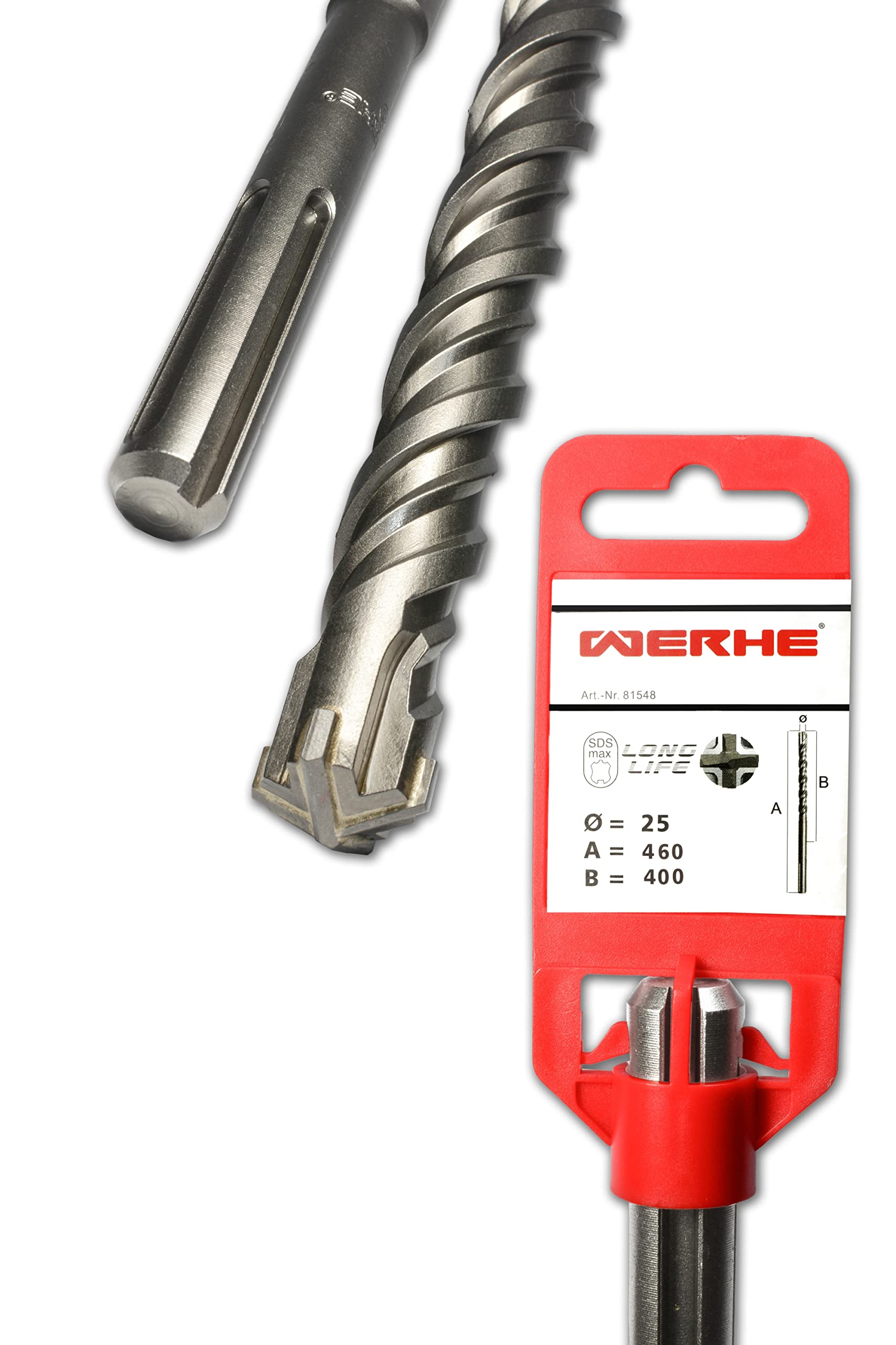 WERHE SDS Max concrete drill 25 x 460 mm hammer drill stone drill concrete drill bit