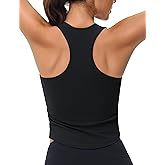 MAGCOMSEN Women's Crop Workout Tank Tops with Built in Bra Fitted Racerback Sleeveless Yoga Shirts Camisole