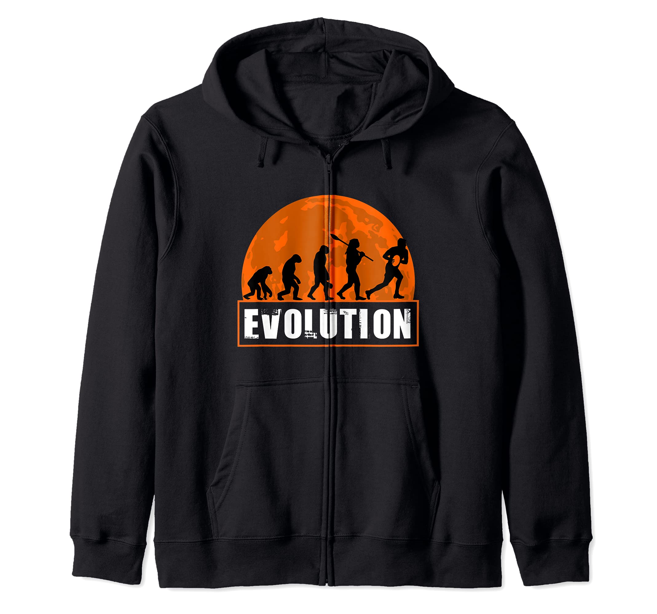Rugby Player, Funny Rugby Human Evolution Zip Hoodie