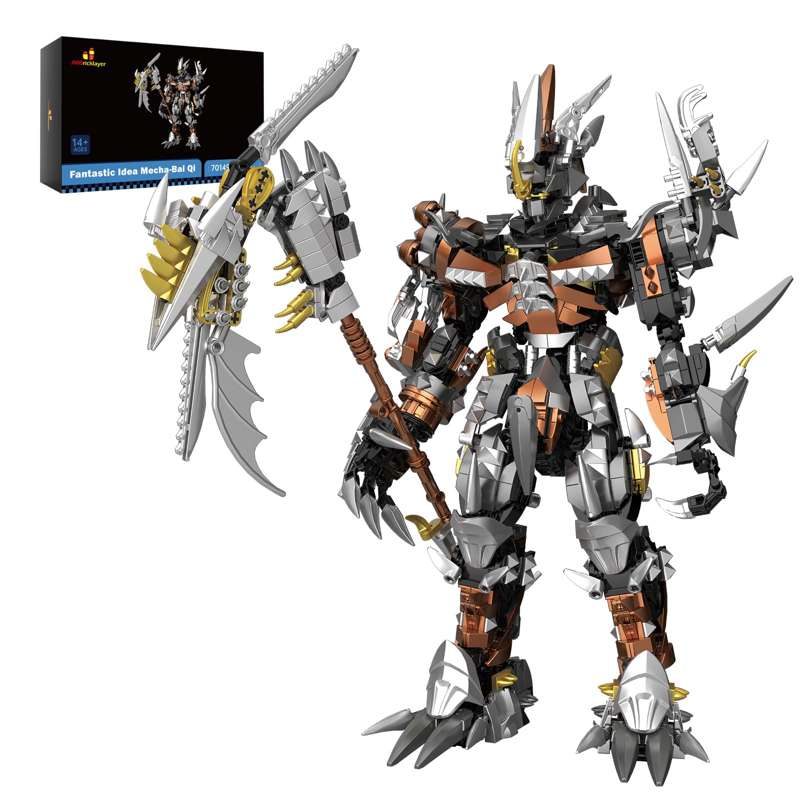 JMBricklayer Mecha Hero Building Set 70149, Cool Armed Mech Warrior Flexible Action Figure Toy, History Battle Role Assembly Brick Model, Creative Gifts for Adults Kids Mech Fans (1620 Pieces) — image 1