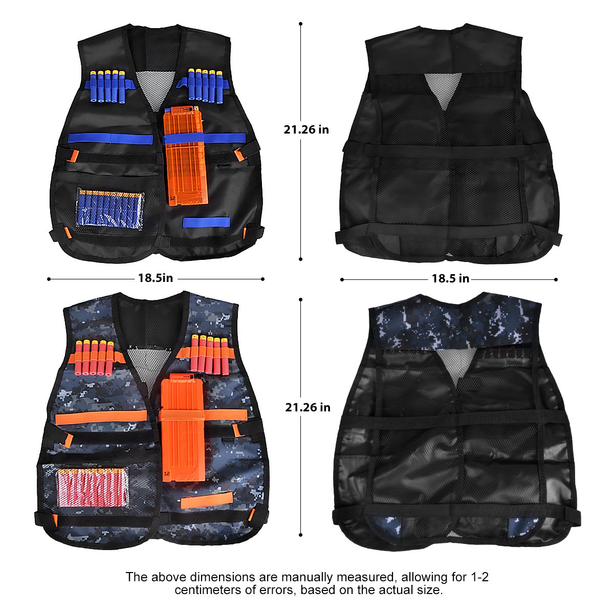 Kids Tactical Vest, 90 Pieces 2 Team Sets Adjustable Tactical Vest for Nerf Guns N-Strike Elite Series with Refill Bullets, Tactical Vests, Reload Clips, Face Masks, Wrist Bands& Glasses for Grouping