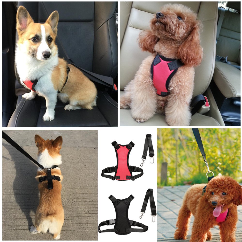 HANCIN Dog Seat Belt Harness for Cars, Dog Harness Vest for Large Dogs and Cats