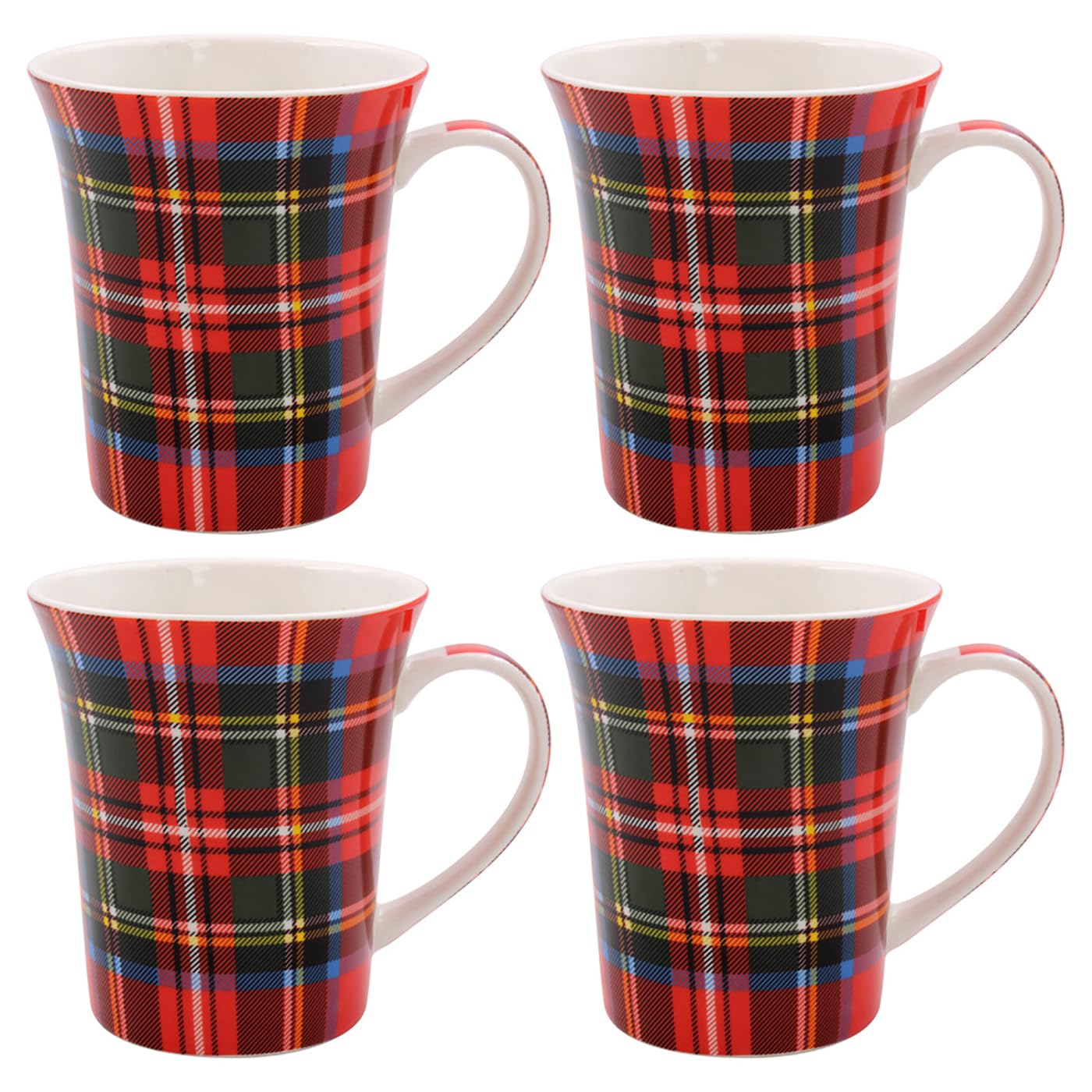 Lesser & Pavey Tartan Mugs Set of 4 | Ceramic Coffee Mugs Set for Home or Work | Premium Design Mugs Set for All Occasions | Lovely Mugs for Tea, Coffee & Hot Drinks