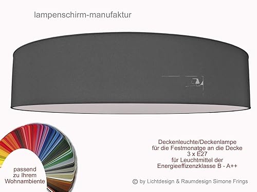 Aktionsprodukt Deckenleuchte Durchmesser 60 Cm Mit Stoff Lampenschirme Taupe Grau Rot Gelb Grun Pink Pastell Oder Viele Andere Farben 3 X E27 Diffuser Blendschutz Amazon De Handmade