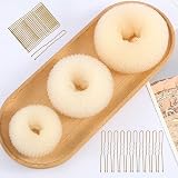 CORTNEY Hair Donuts Bun Maker Set 6pc Beige & 30pc Blonde U Pins for Chignon view 6
