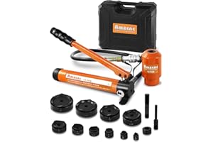 AMZCNC 15 Ton 1/2 Inch to 4 Inch Hydraulic Punch Driver Kit Manual Hole Knockout Puncher Tool w/ 10 Dies (15T(1/2"~4"))