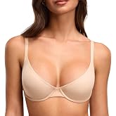 DOBREVA Women's Unlined Demi Bra Underwire Everyday | COMFANCY collection, Plunge, Double Layer Cup, Seamless, Balconette, Demi, Plus Size, Soft, Lounge