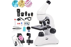 USCAMEL Microscope for Kids Adults, 100X-2000X Compound Microscope Kits with Microscope Slides, Phone Adapter, Beginners Micr