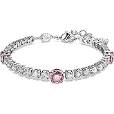 Swarovski Matrix Tennis Bracelet, Pink and Clear Round-Cut Stones in a Rhodium Finished Setting