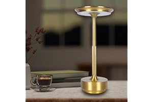 COMMERCIAL LIGHTING TECHNOLOGIES Cordless Table Lamps Rechargeable, Portable Battery Operated Lamp, 3 Color Stepless Dimming LED Table Light with Memory Function, for Outdoor/Dinner/Patio/Restaurant (Gold)