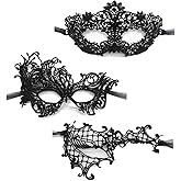 TFTSR Masquerade Masks for Women Couples,Men Mardi Gras Mask,Girls Black Gold Lace Costume,Adult Venetian Party Dress