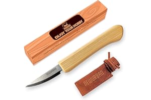 NEWURBAN Wood Carving Knife - Stainless Steel Blade 2.4" (51mm) - Small Sloyd Whittling Knife for Carving with Leather Sheath - Wood Whittling Chisel Knife - Beginners Whittling Tools