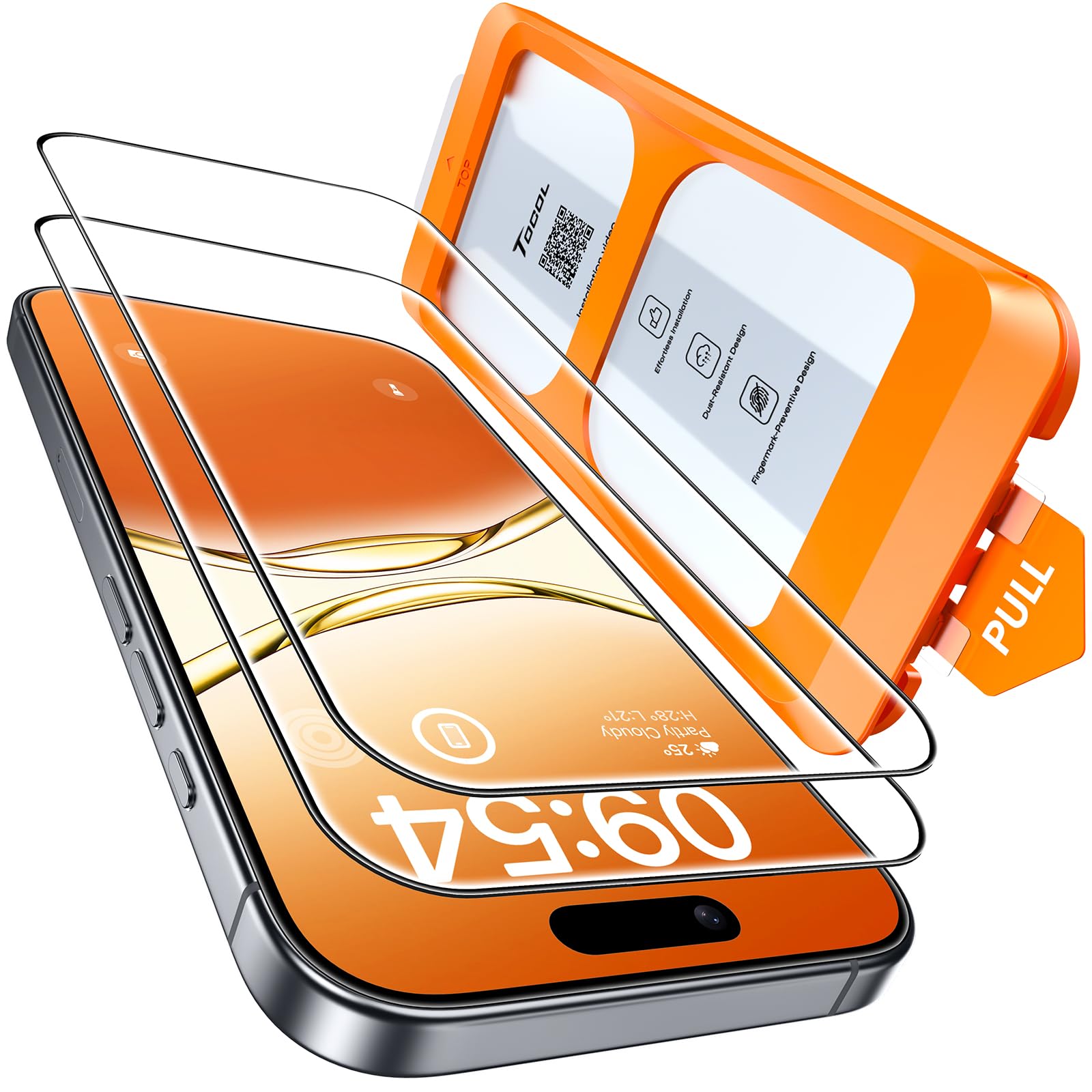 TOCOL 2 Pack Screen Protector for iPhone 17 6.3-Inch, Instant Installation, Tempered Glass HD Clear, Military Grade Shatterproof, Full Coverage Protection, Case Friendly