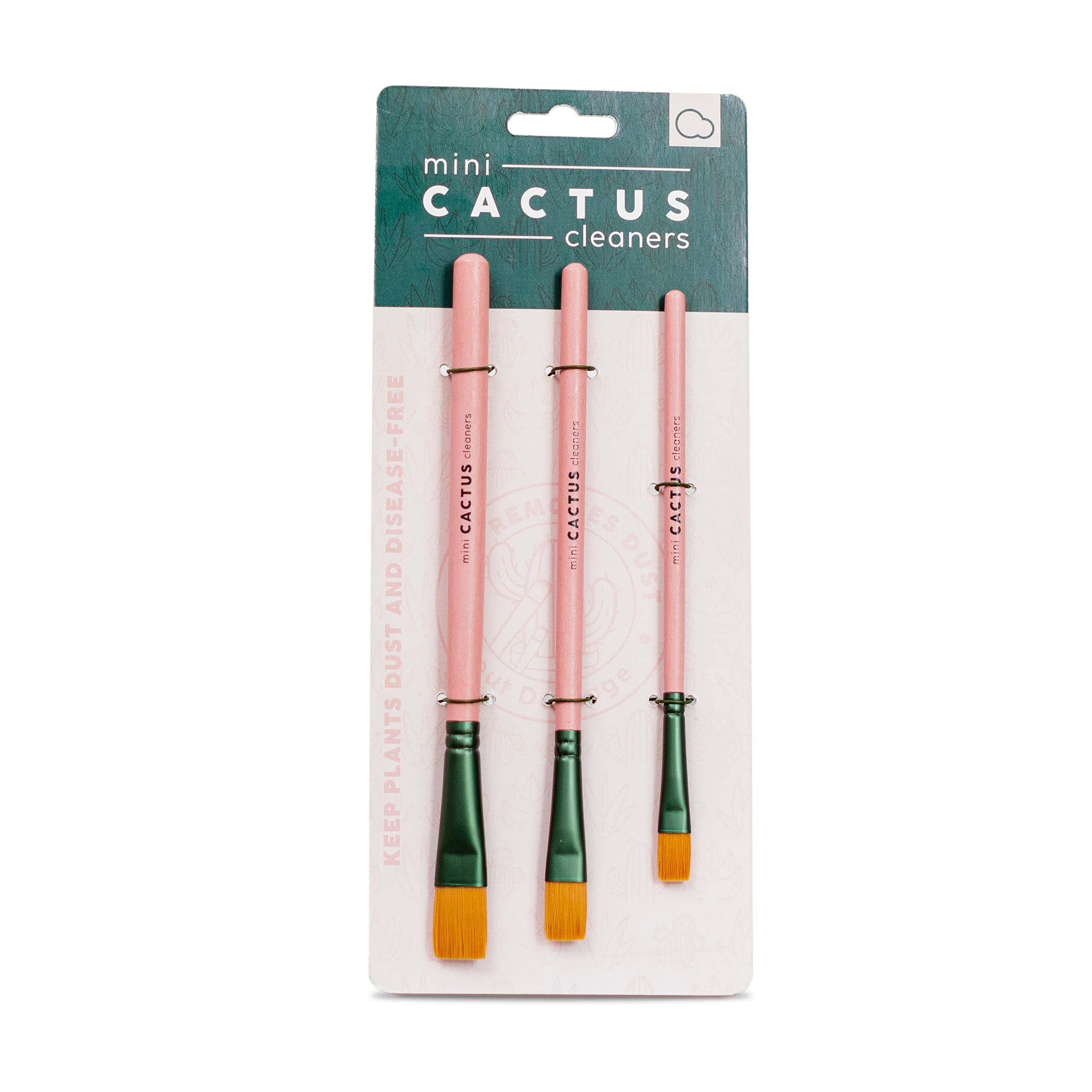 Bubblegum Stuff - Mini Cactus Cleaners - Cleaning Brush Set - Brush Cleaner and Sweeper for Cactus - 3 Cleaning Brushes for Cactuses