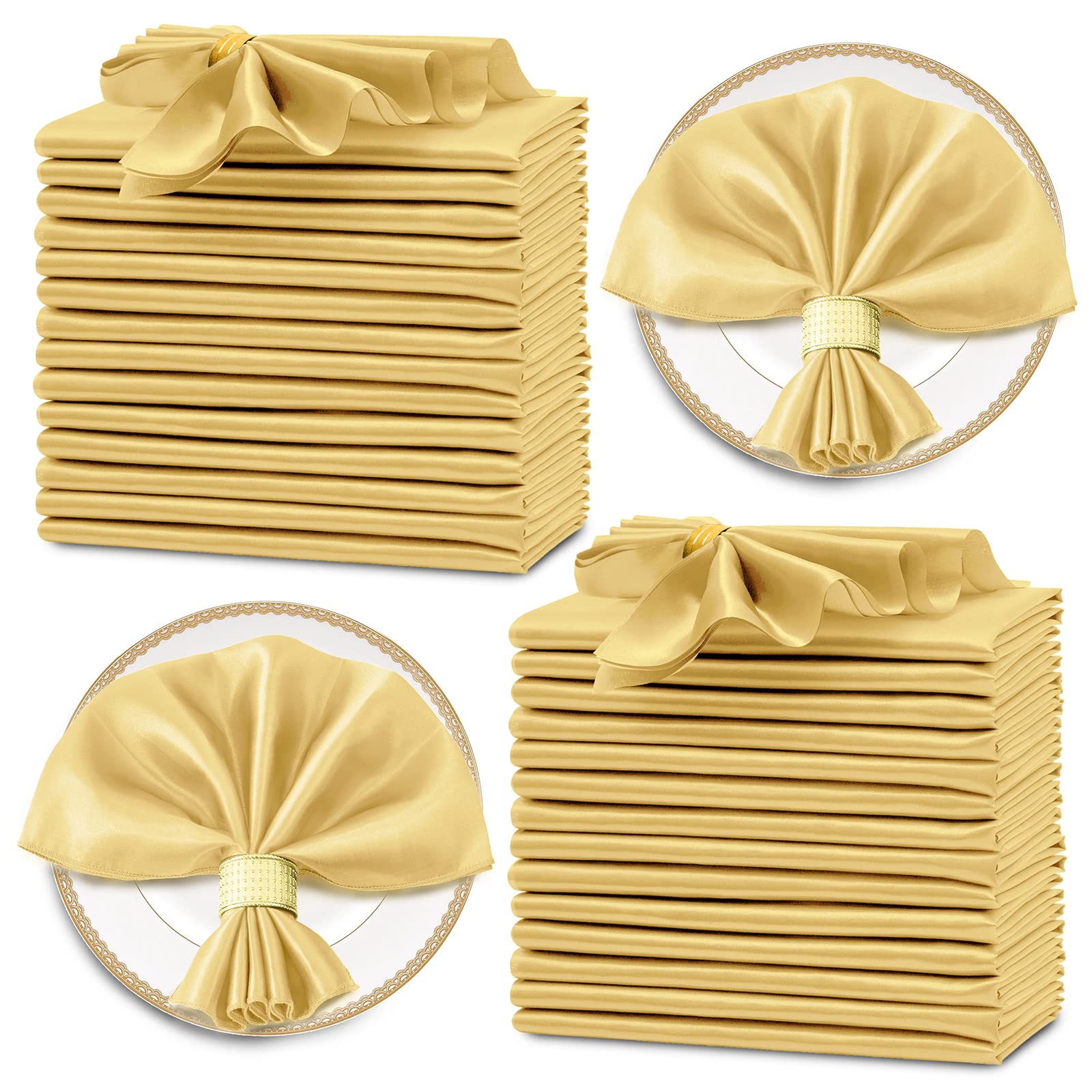 View 1 of *MISSING PARTS UNKNOWN*
Horbaunal 30 Pack Gold Satin Napkins 17 x 17 Inch, Square Soft Table Dinner Napkins, Silky Cloth Napkins Table Decoration for Weddings Banquets Parties