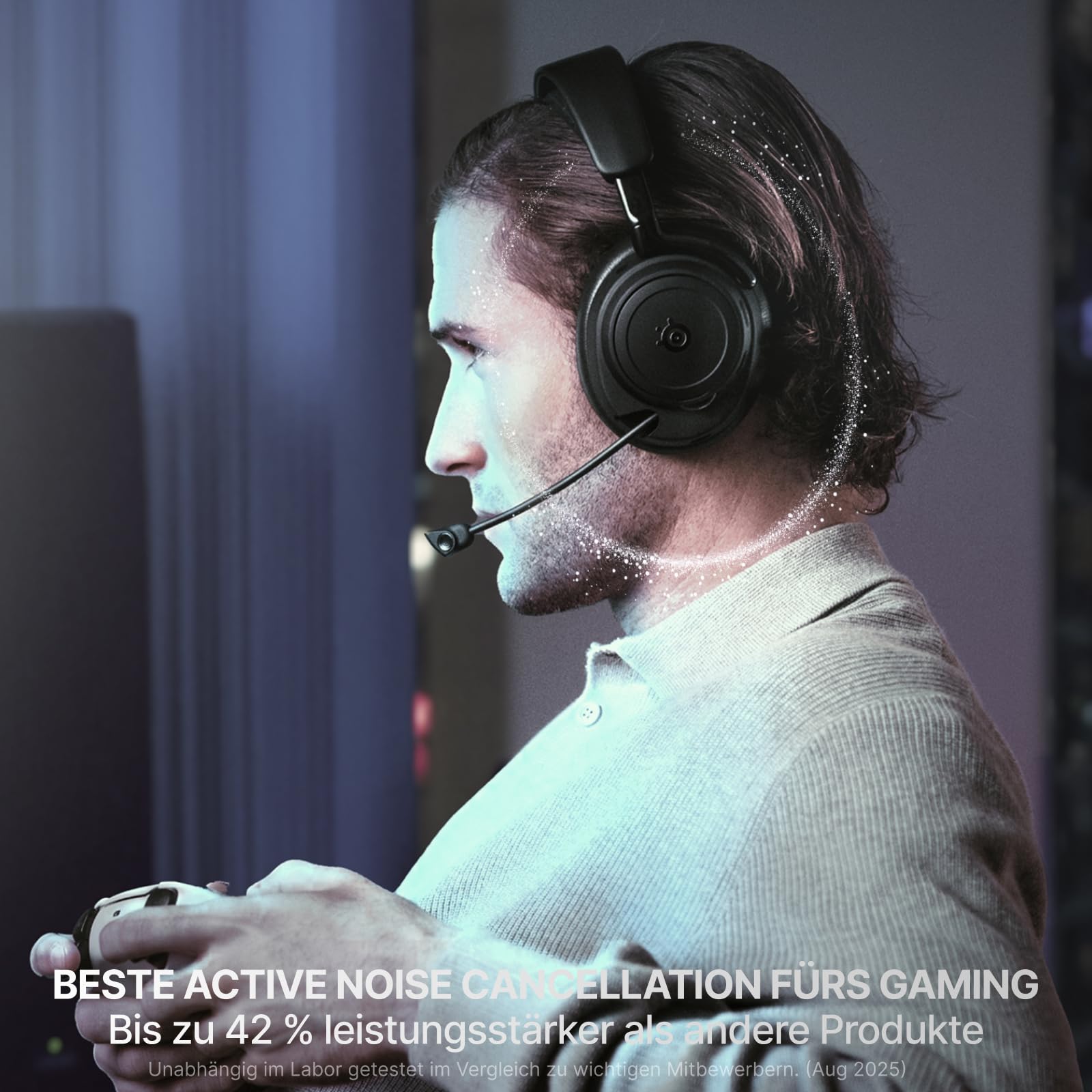 SteelSeries Arctis Nova Elite - Schwarz- Hi-Res Wireless-Headset – 96 kHz/24 Bit – Carbonfaser – ANC – KI-Geräuschunterdrückung – App – 2,4 GHz + BT – Multi-Source-Mix – OmniPlay PC+PlayStation+Xbox 5