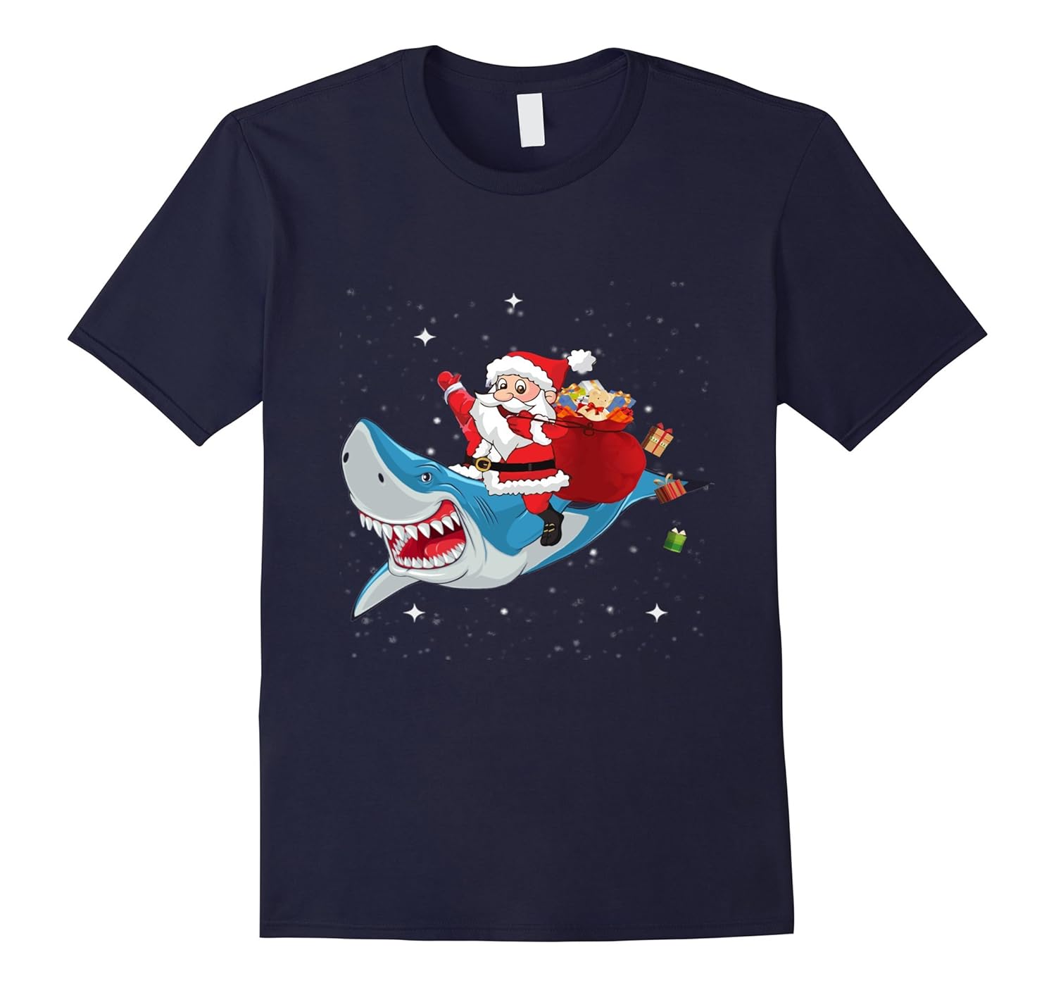 Santa Riding Shark T-Shirt Funny Christmas Gifts for Kids-ANZ