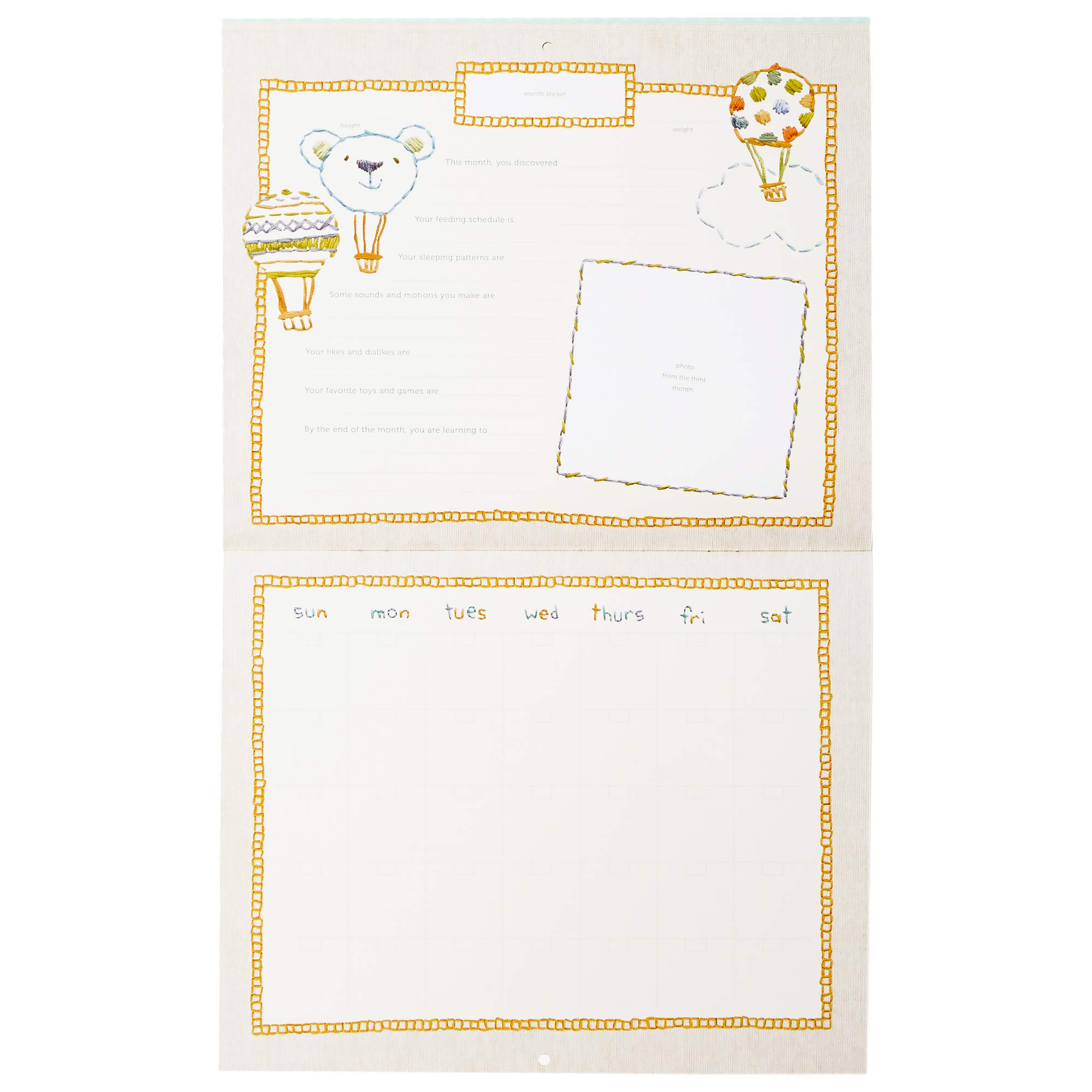 C.R. Gibson Animals 'Hello World' Baby Calendar Baby First Year Tracker, 11'' W x 18'' H