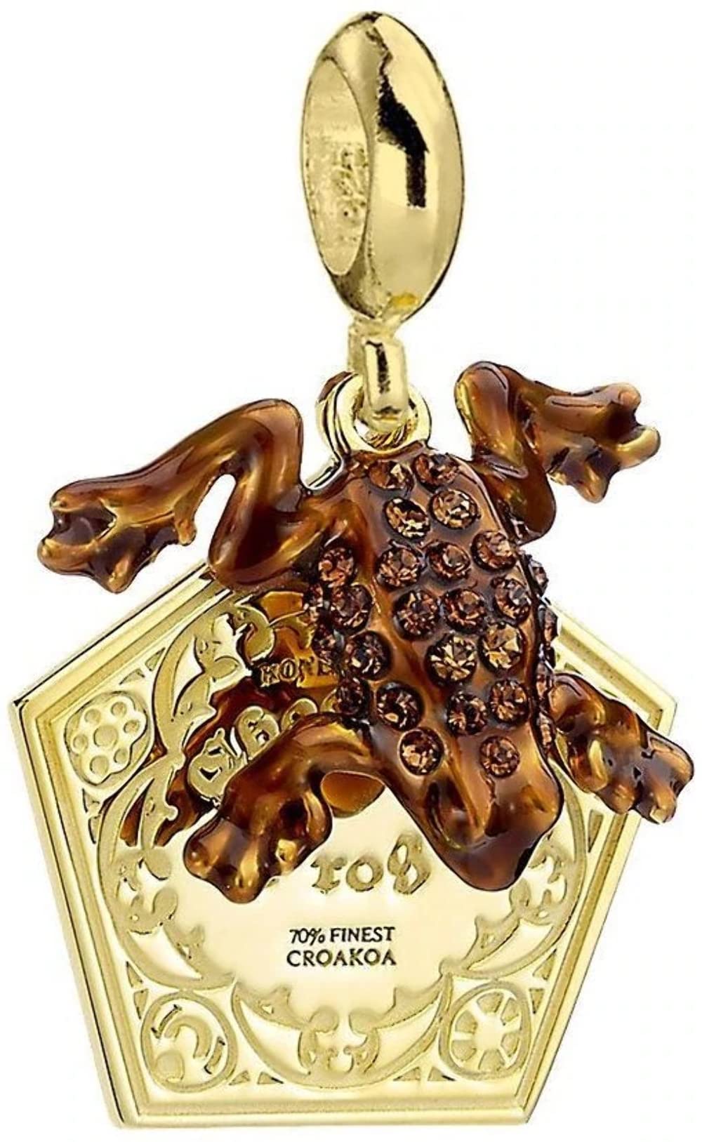 Harry Potter Sterling Silver Gold Plated Chocolate frog Slider Charm Embellished with Swarovski® Crystals by The Carat Shop