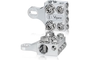 Vgate 12-Way Car Battery Terminal Block Bus Bar, Multi-Size Connectors for Lithium or Lead-Acid Battery with Bolt Down Ends o