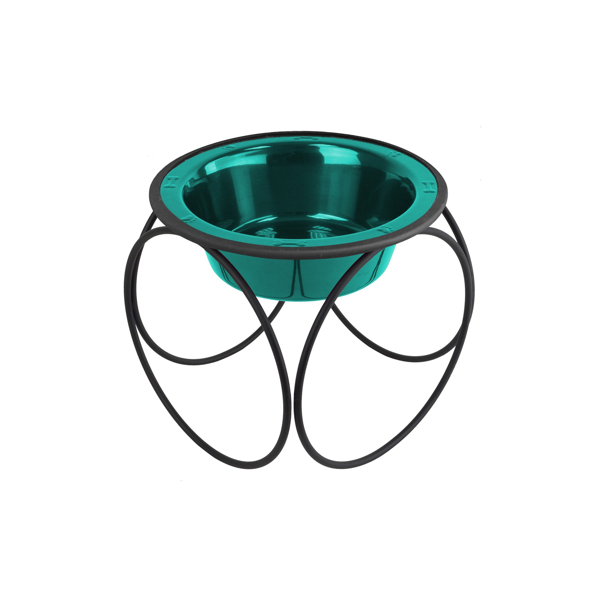 Platinum Pets Olympic Single Diner Feeder with Stainless Steel Dog Bowl, Small, Caribbean Teal