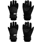 SATINIOR 2 Pairs Kids Waterproof Winter Snow Gloves Ski Gloves for Boy Girl Outdoor Warm Thickening Snowboar