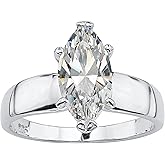 Palm Beach Jewelry Rhodium Plated Sterling Silver Marquise Cut Cubic Zirconia Solitaire Engagement Ring
