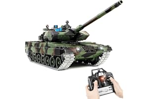 SUPDEX 1/16 RC Tank, Heng Long German Leopard 2 A6 RC Battle Army Toy with Smoke, Sound, Light, 2.4G Remote Control Tank That Shoots BBS with Upgraded Metal Tracks, Idler, Sprocket Wheel, Steel Gearbox