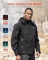 DEWBU Soft Shell Heated Jacket for Men with 12V