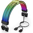 Sirlyr RGB PC Cables,Strimmer 2 * 8 pin PSU Extension Cable,5V 3Pin Sync ARGB,for Graphic Card Power Supply,Computer Case Decoration Black Style