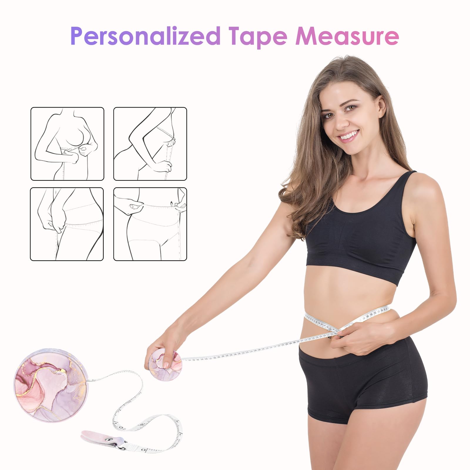 Gerkia Sewing Tape Measure，Colour Printed Small Retractable Soft Measuring Tape for Tailor Cloth Fabric Body Measurements.