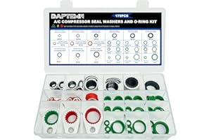 Daptemn 175 PCS A/C Compressor System Seal Washers Kit, 12 Size Air Conditioning Gasket and 18 Size Car AC O Rings, Universal Vehicle Repairs Automotive Self-Centered Washer