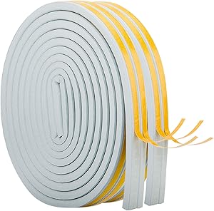 Weather Stripping for Door,Insulation Weatherproof Doors and Windows Soundproofing Seal Strip,Collision Avoidance Rubber Self-Adhesive Weatherstrip,2 Pack,Total 33Feet Long (Gray)