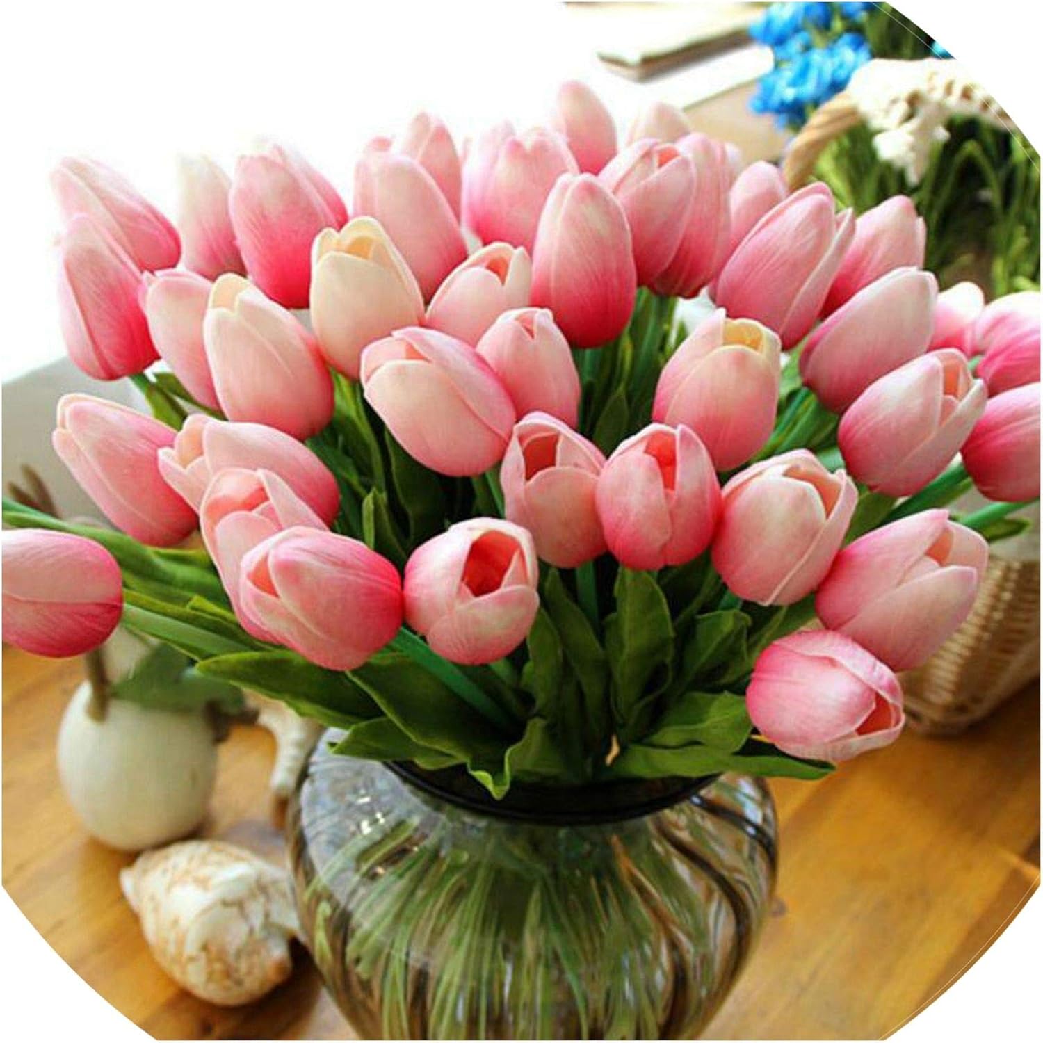 Artificial Tulips 30Pcs/Lot Mini Tulip with Leaves Flower