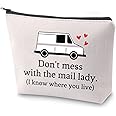 ZJXHPO Mail Carrier Thank You Gift Don't Mess With The Mail Lady Cosmetic Bag Postal Worker Zipper Pouch Gift