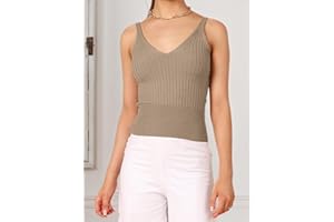 Womens Fashion Sleeveless V Neck Solid Knit Ribbed Casual Slim Sweater Vest