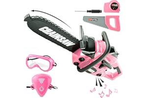 Toy Choi's Kids Toy Chainsaw - Pretend Play Construction Tool Electric Chainsaw Toy for Kids , Toy Tool Set Outdoor Gardening Play, Pink Toys for Girls 3-5 +