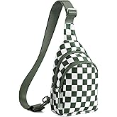 Checkered Sling Bag for Women Small Backpack Crossbody Chest Bag Fanny Packs Purses