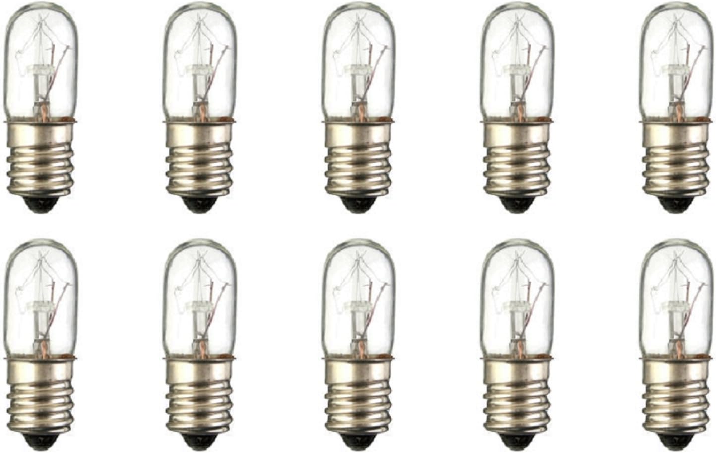 Pack Of 10 15T4 15 Watt T4 Tubular Clear Candelabra (E12) Base