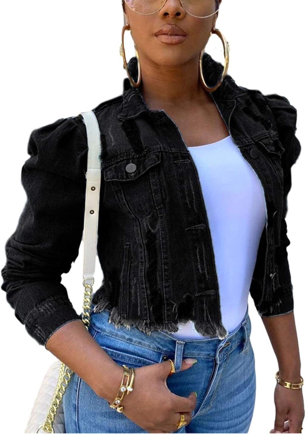 ripped cropped denim jacket